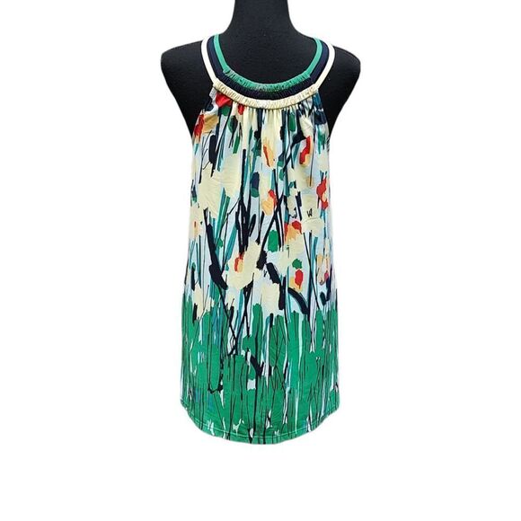 BCBGMaxazria Yellow Green Spring Floral Dress with Pockets XS - Picture 4 of 6